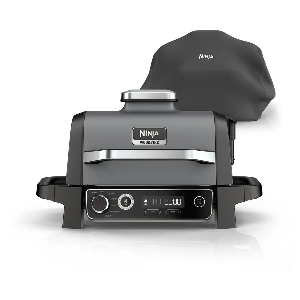 Ninja OG703UK Outdoor Woodfire 7-in-1 Electric BBQ Grill & Smoker with Cover - Black