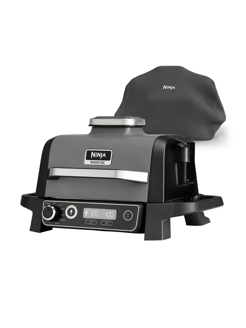 Ninja OG703UK Outdoor Woodfire 7-in-1 Electric BBQ Grill & Smoker with Cover - Black
